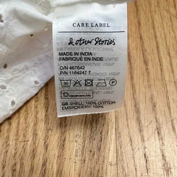 Paris Atelier & Other Stories white cotton eyelet loose-fit blouse puff sleeve 0 - Picture 9 of 11